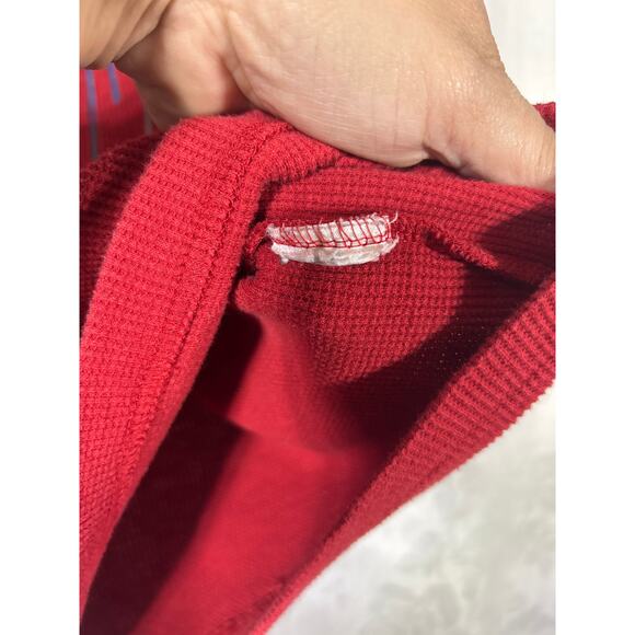 Nike Thermal Long Sleeve T Shirt Large Red Waffle Knit Rainbow Dripping Paint - Picture 5 of 7